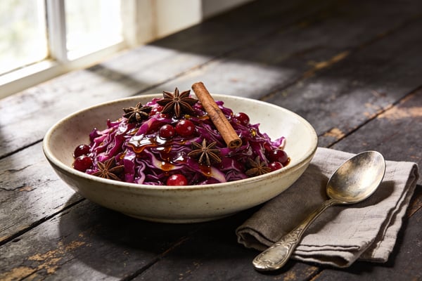 Festive Spiced Red Cabbage with Star Anise & Cranberries