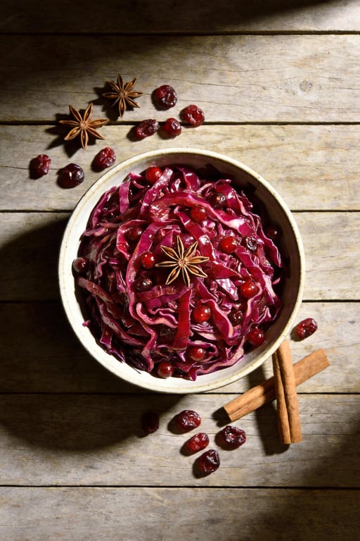Festive Spiced Red Cabbage with Star Anise & Cranberries