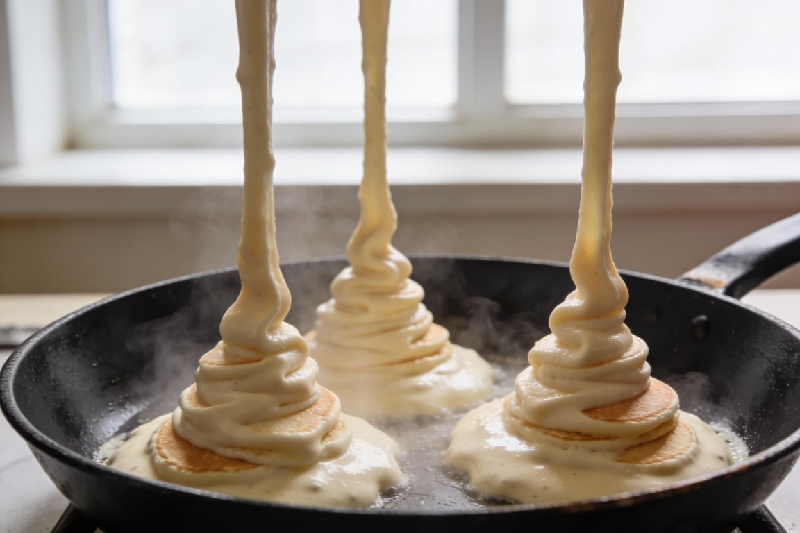 Stack of vegan aquafaba souffle pancakes on a plate