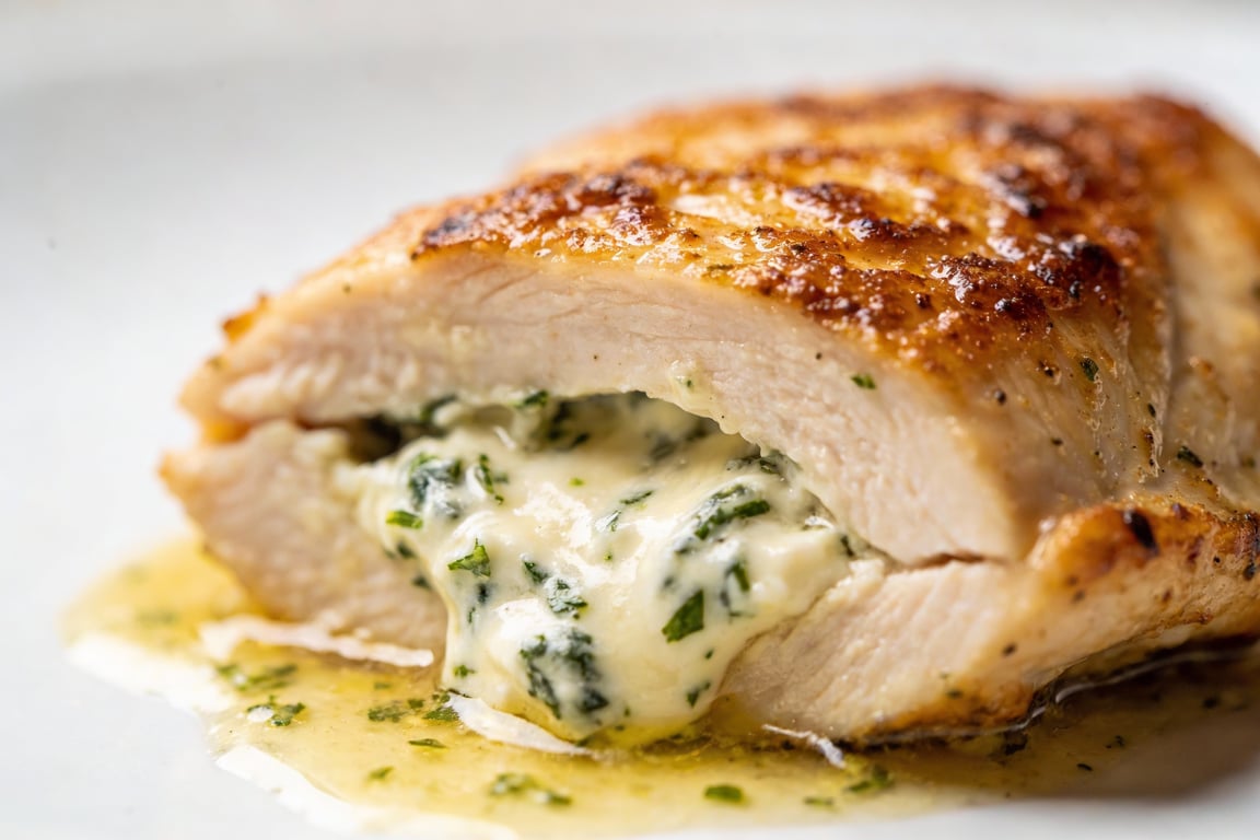 Prepping the Boursin stuffed chicken using the pocket and pin method