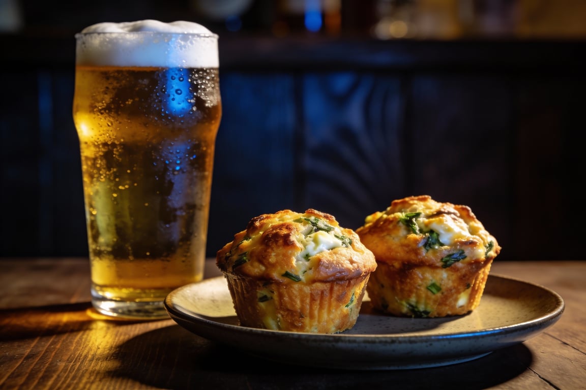 Plated beer cheese muffins ready for a gastropub brunch