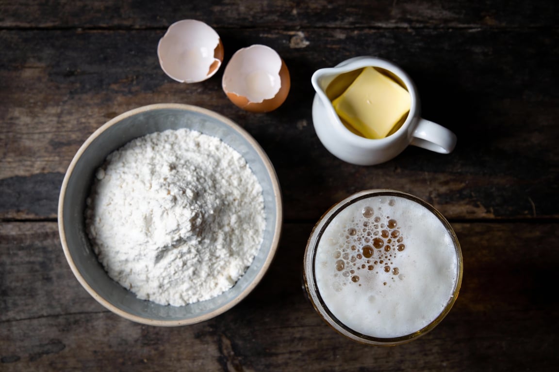Waffle batter with Belgian Witbier bubbles