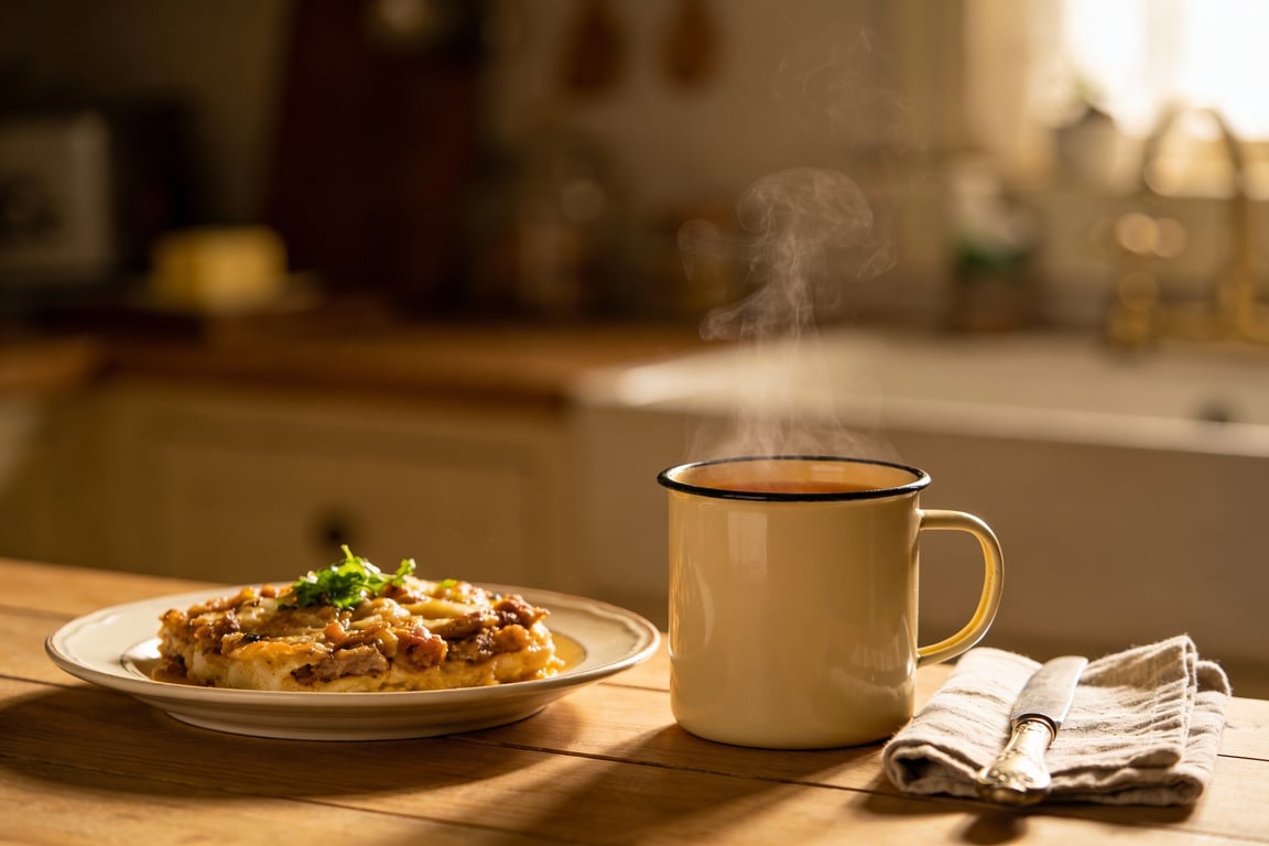 Folding cold-smoked salmon into creamy eggs