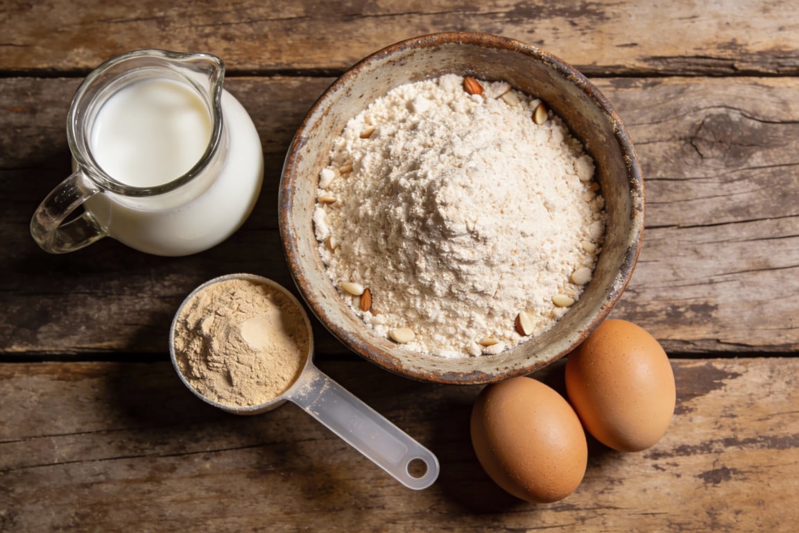 Mixing the batter for Gluten-Free Almond Flour Protein Pancakes