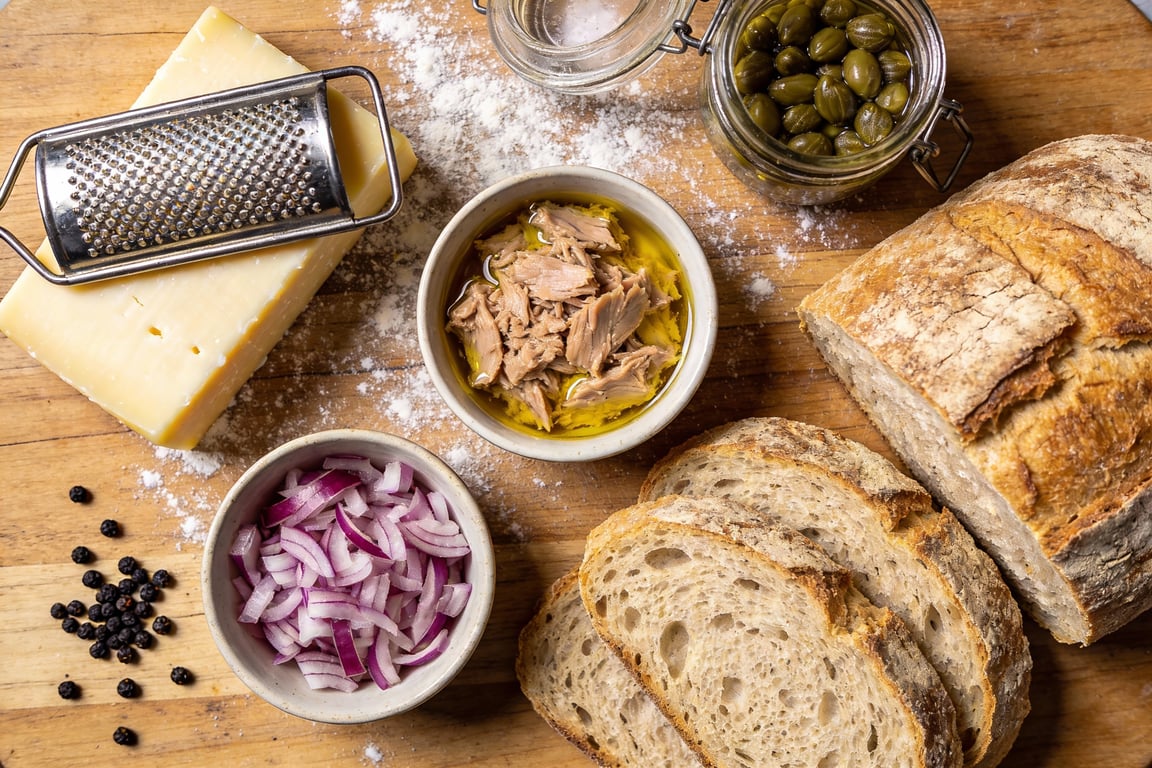 Gourmet Sourdough Tuna Melt ingredients