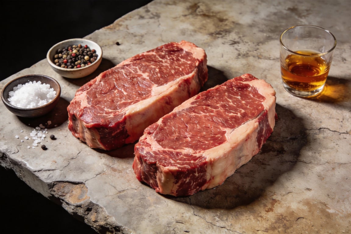 Pitmaster preparing a Grilled Manhattan Style Strip Steak on a hot grate