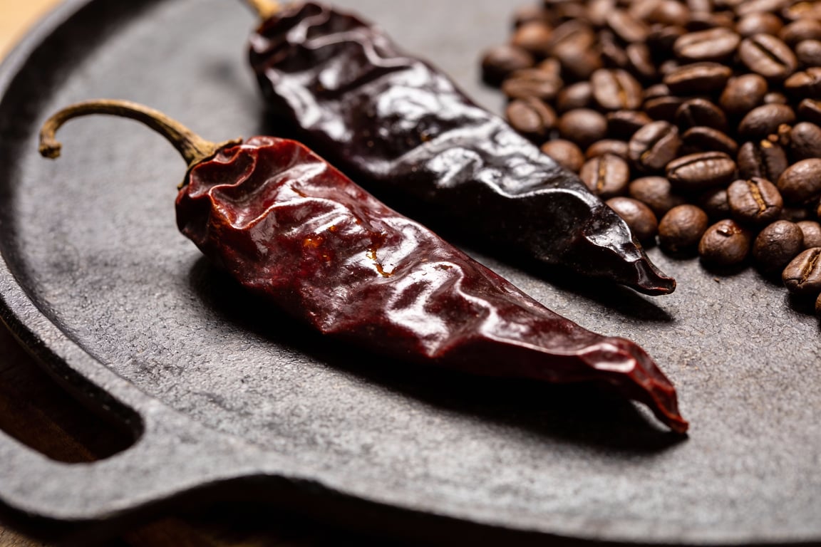 Preparing the Grilled Veal Chops with Ancho-Coffee Rub ingredients