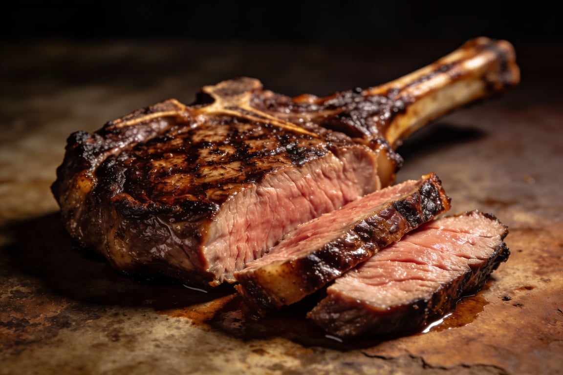 Grilled Veal Chops with Ancho-Coffee Rub searing over direct heat