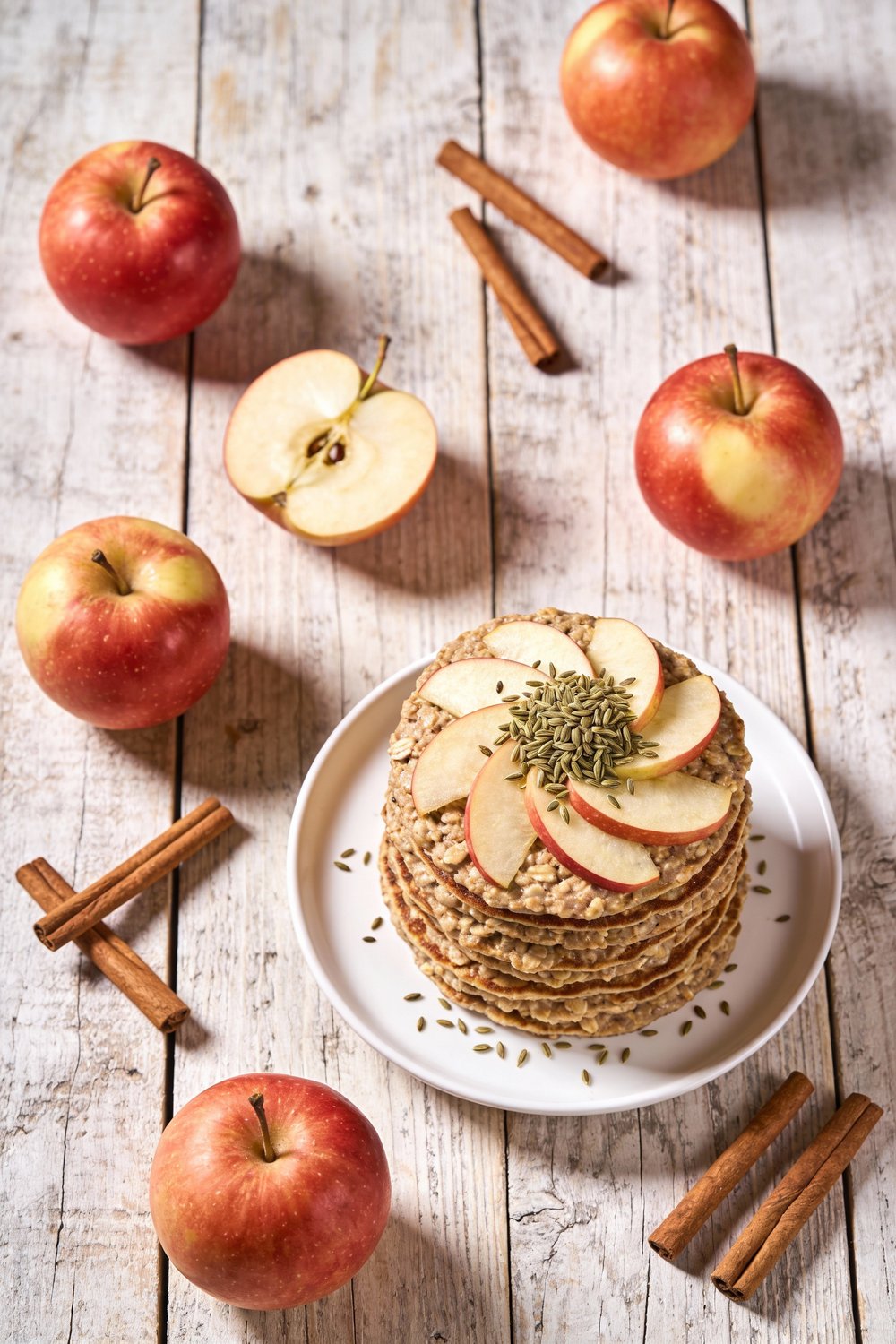 High Fiber Oatmeal Pancakes with Apple and Cinnamon
