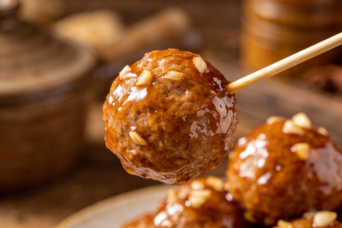 Whisking honey garlic sauce for frozen meatballs