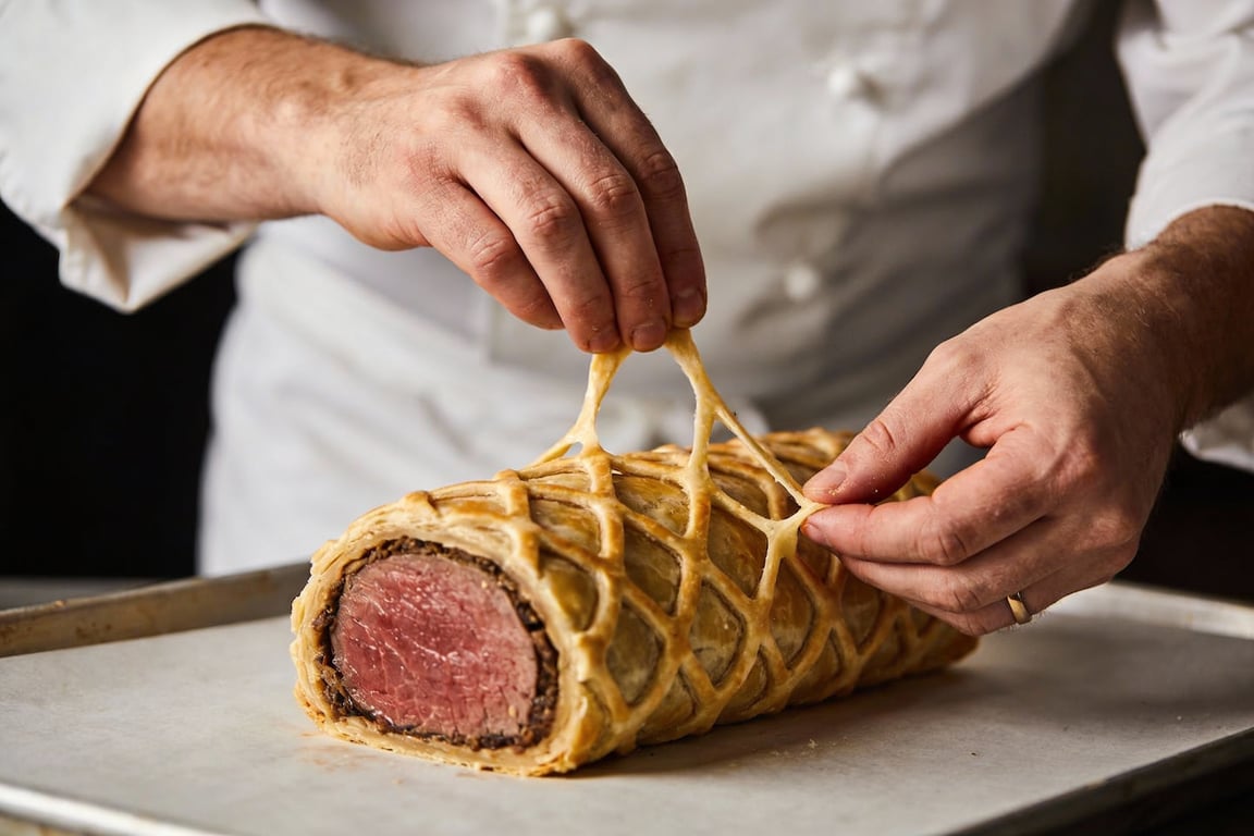 Individual Beef Wellington chilled dough technique