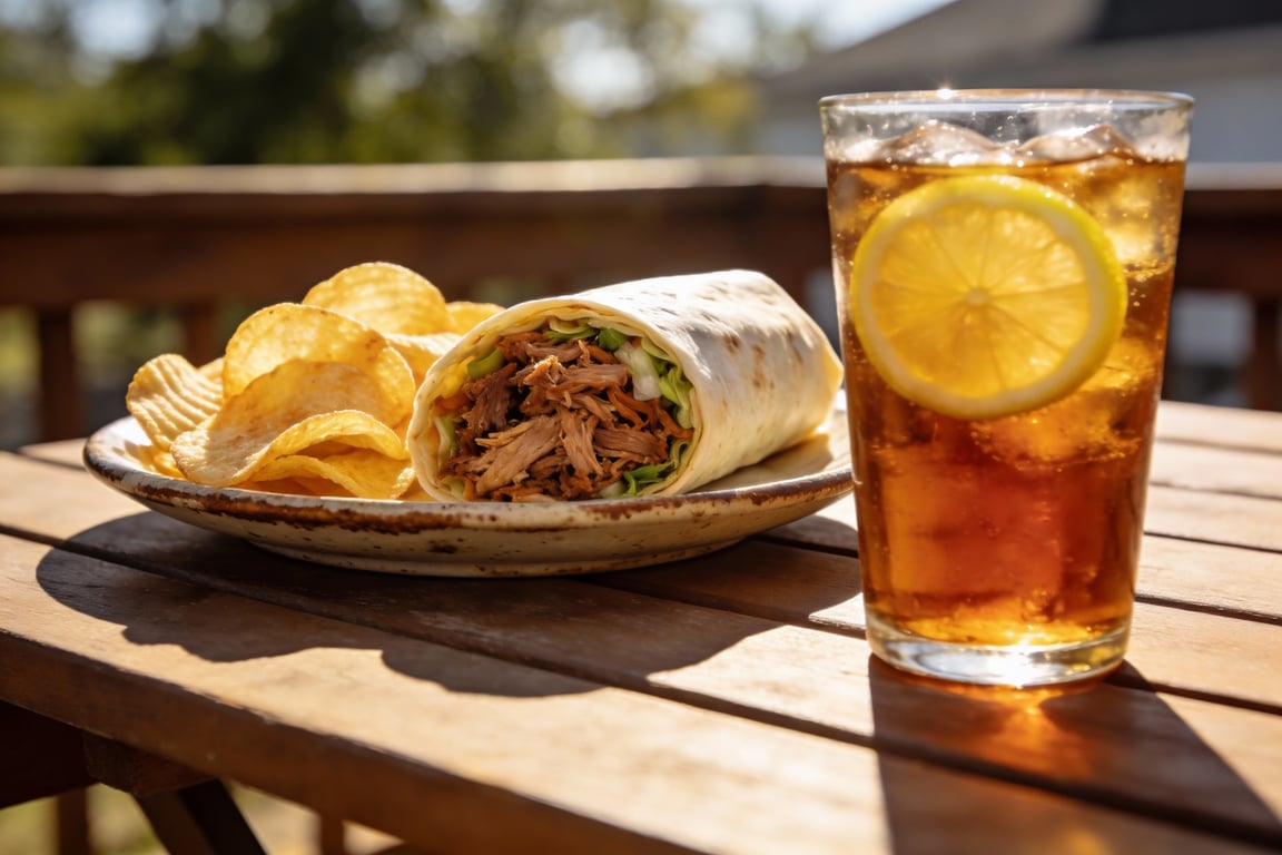 Toasting Southern BBQ wraps in a cast iron skillet