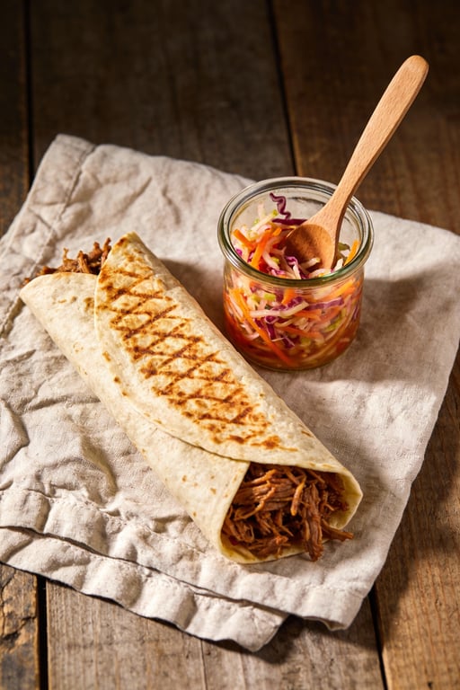 Granddaddy’s Memphis Pulled Pork & Vinegar Slaw Wraps