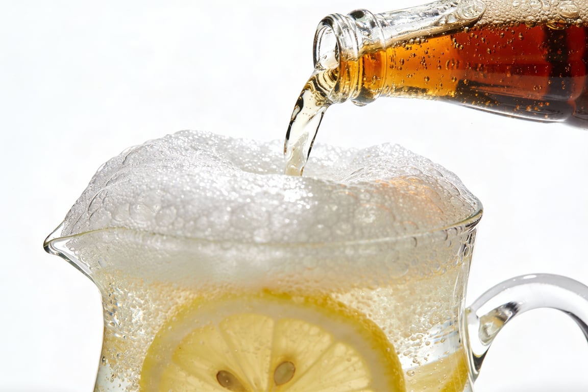 A tall glass of Southern sparkling lemonade with mint