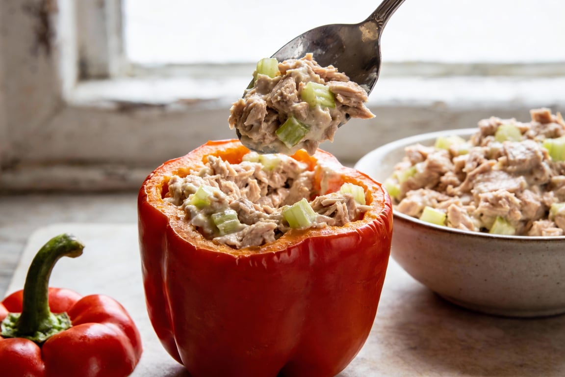 Grain-free lunch ideas high protein tuna salad garnish