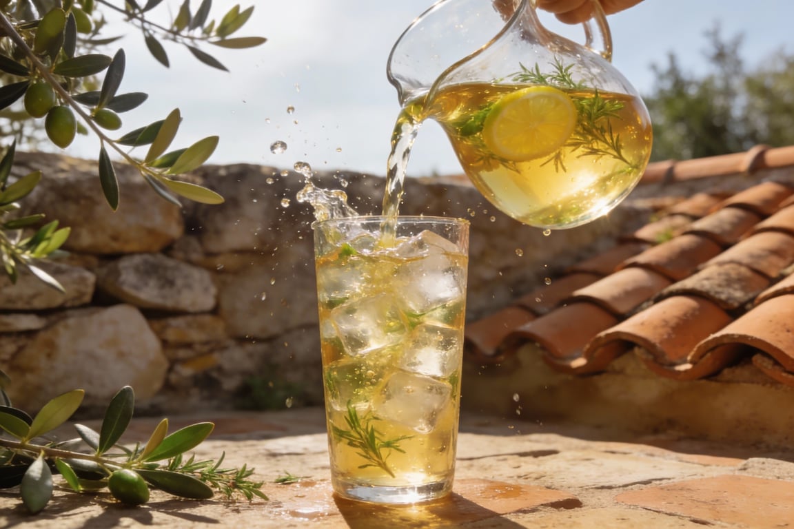 Herbal infused lemonade in a pitcher