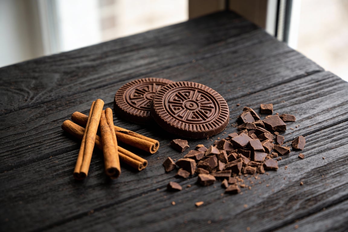 Ingredients for authentic Mexican baking: canela cinnamon and chocolate disks