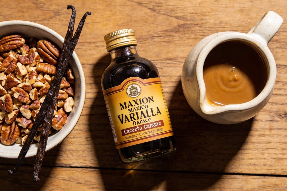 Pouring Mexican vanilla pancake batter onto a griddle