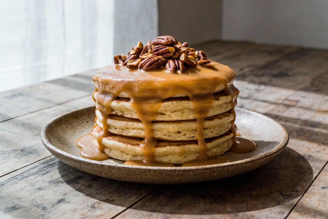 Mexican 'Hot Cakes' with Cajeta and Pecans