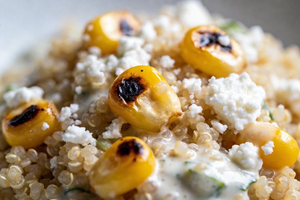 Mexican street corn quinoa salad preparation