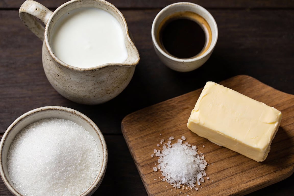 Finished Salted Caramel Macchiato Frappé with a deep mahogany butterscotch drizzle