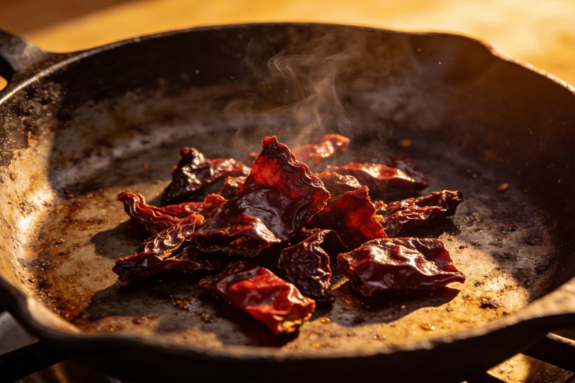 Toasting spices for an Authentic Mexican Turkey Recipe