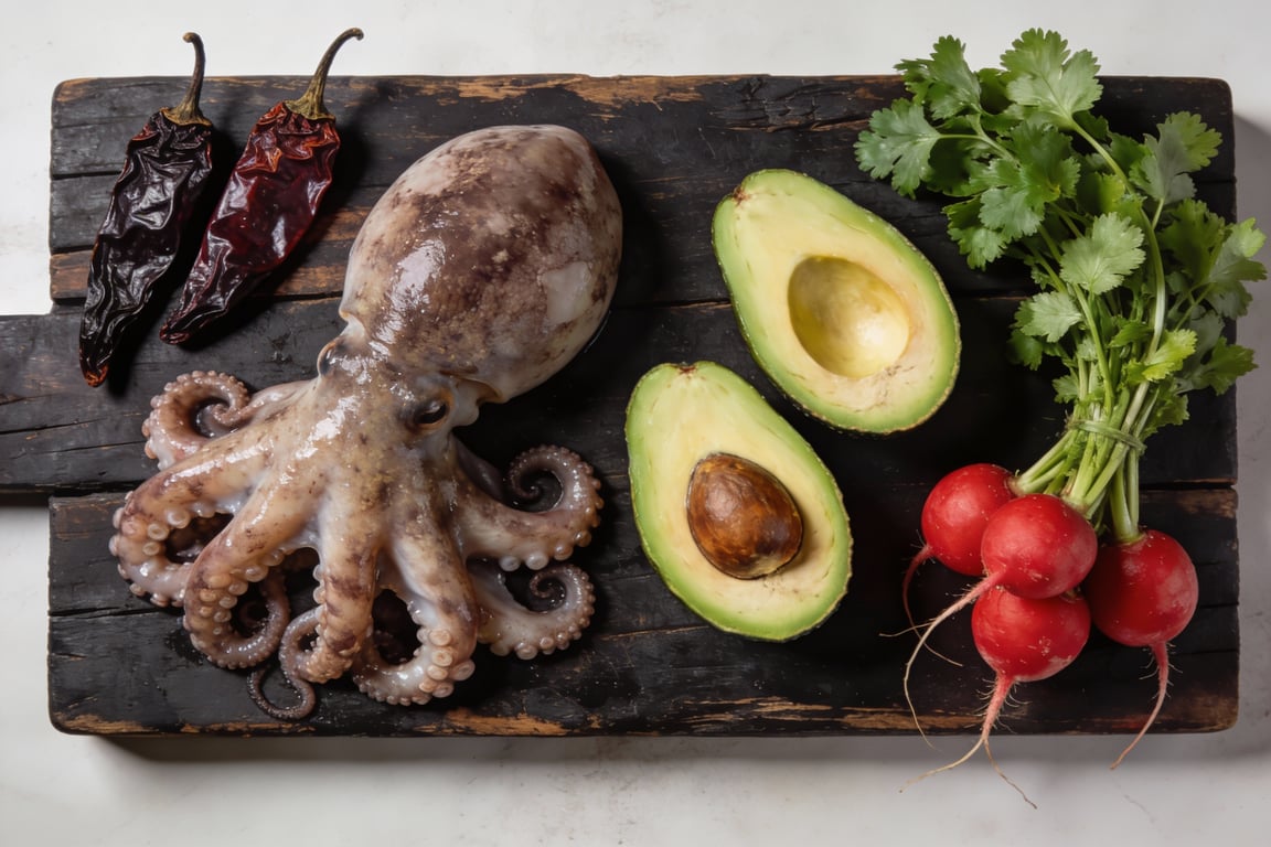 Tender octopus being prepared for Salpicón de Pulpo
