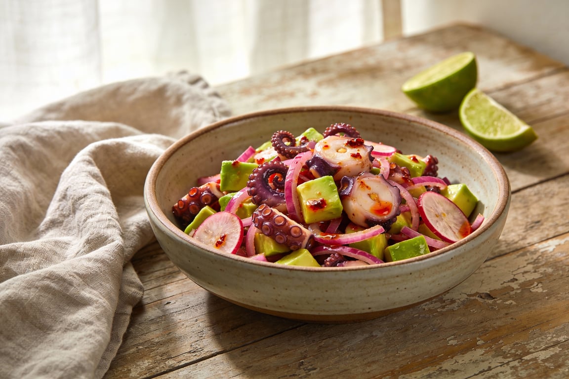 Octopus Salad and Avocado Salpicón