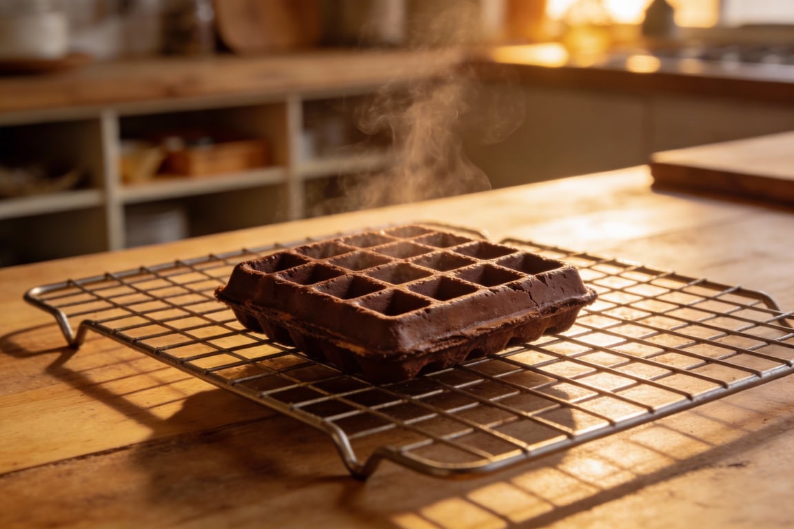 Folding Oreos into Oreo Cheesecake Dessert Waffles batter
