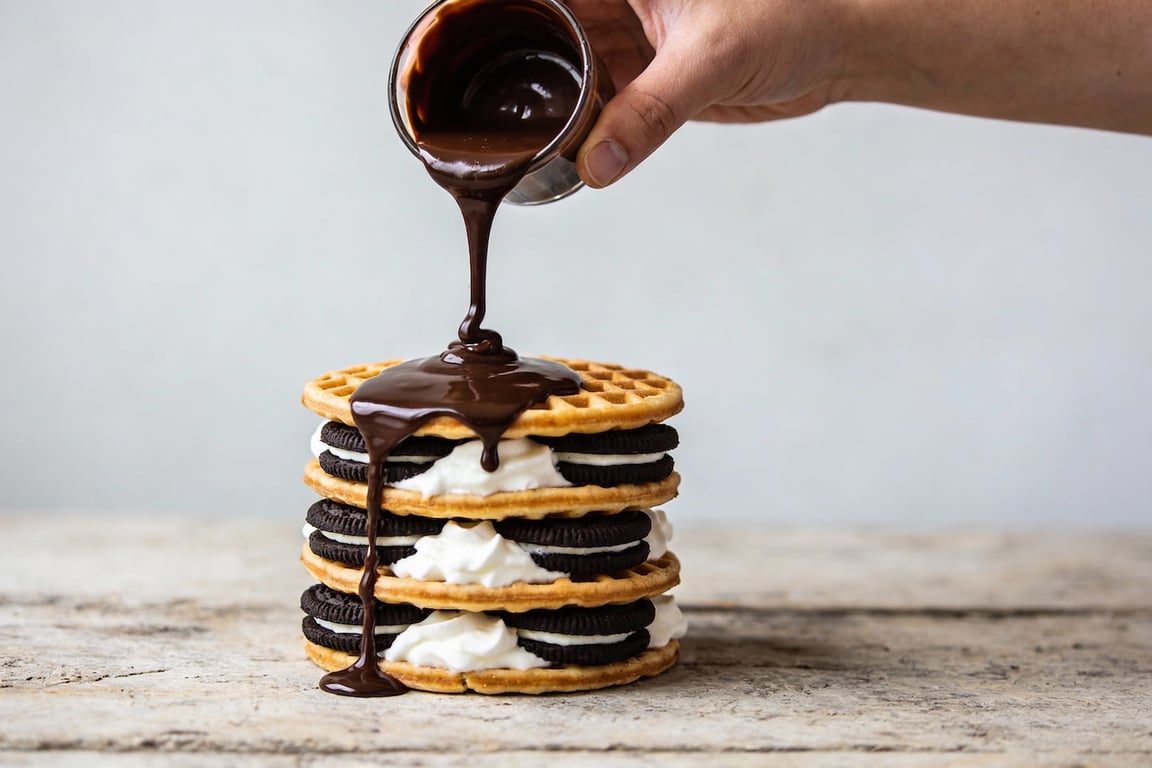 3-ingredient cheesecake mousse for Oreo Cheesecake Dessert Waffles