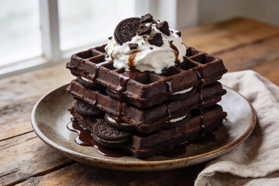Ultimate Oreo Cheesecake Dessert Waffles