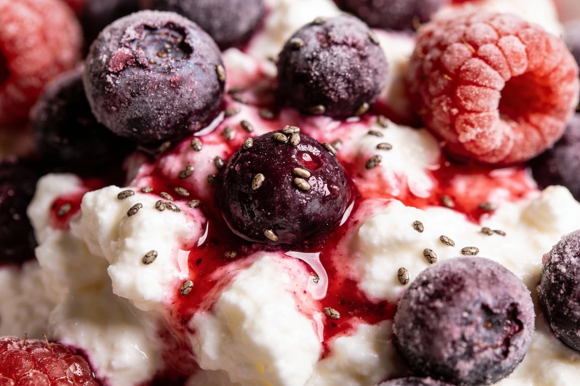 Assembling meal prep cottage cheese parfaits in mason jars