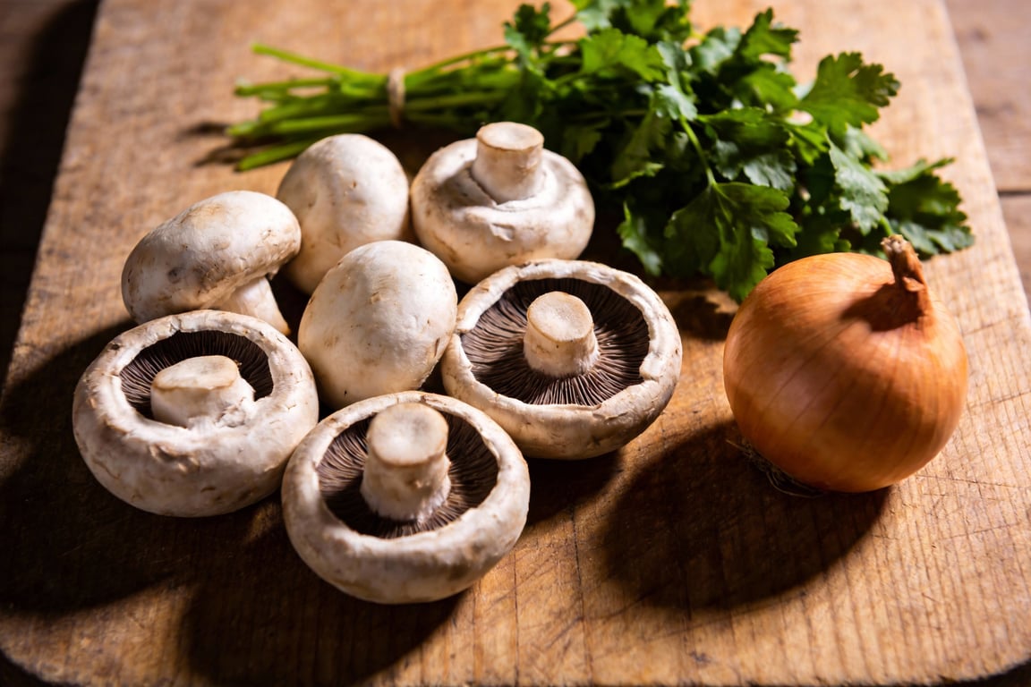 Pan-seared veal chops cooking in a skillet for Veal Chop Marsala