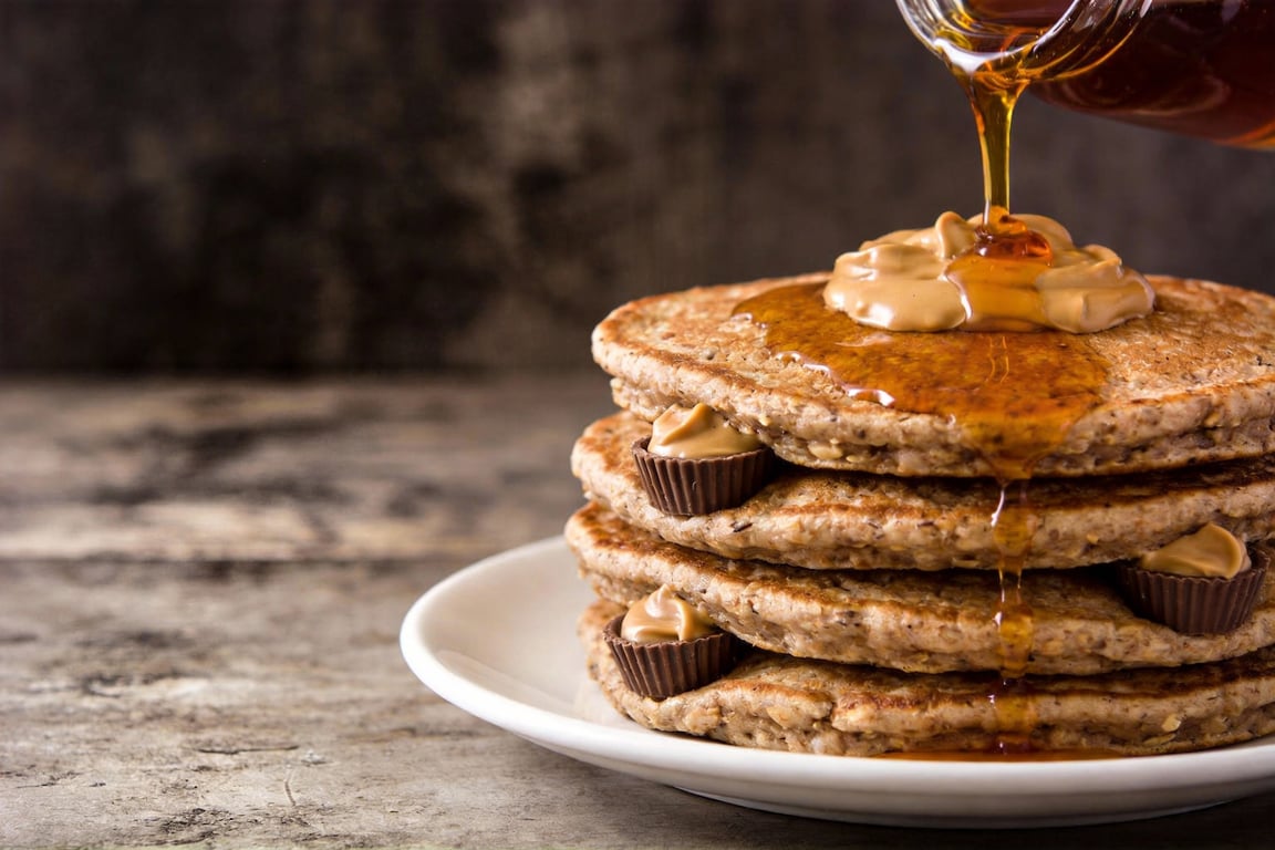 Flipping these easy oatmeal pancakes