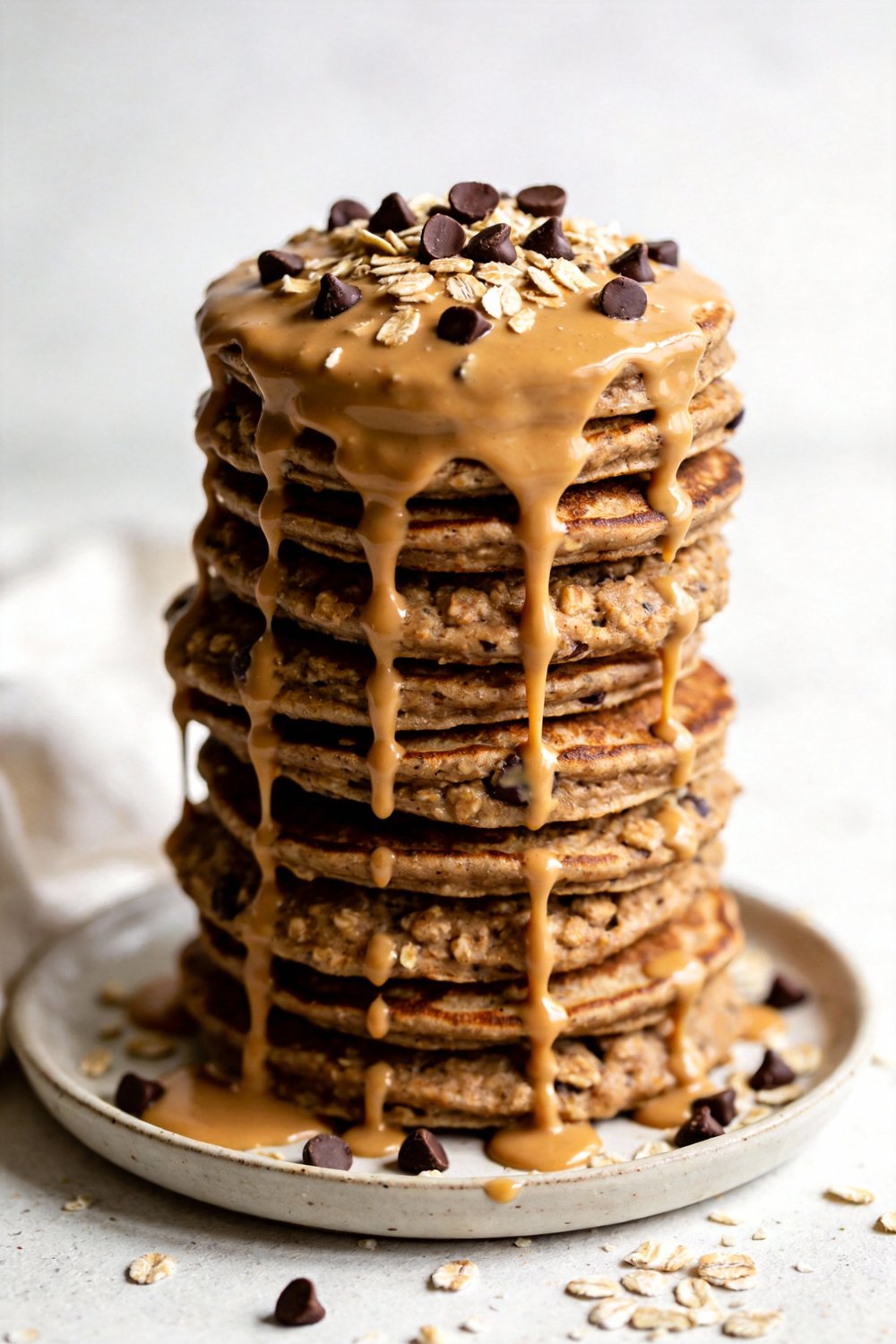 Peanut Butter Cup Oatmeal Pancakes