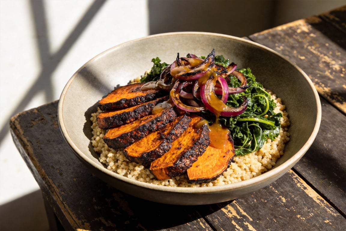 The Pitmaster’s Harvest Bowl with Smoked Sweet Potatoes