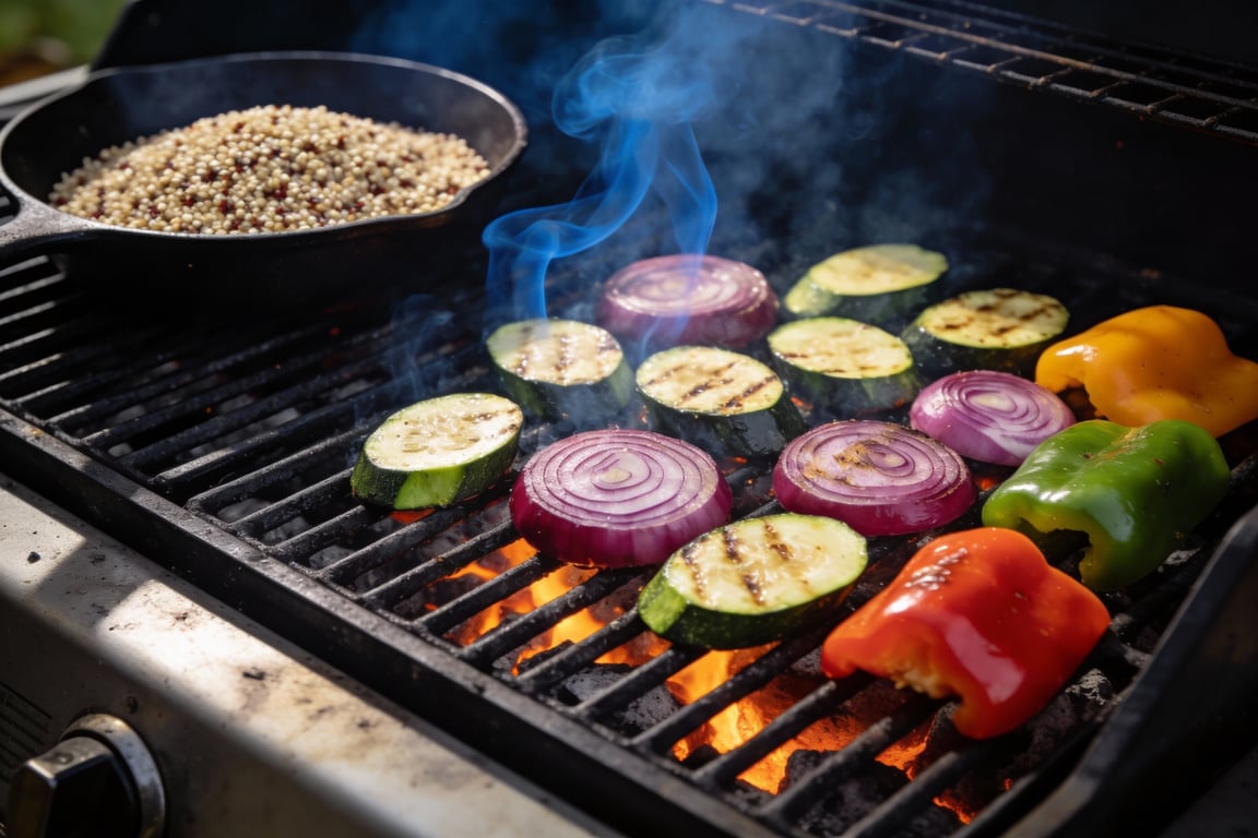 The final Smoky Grilled Vegetable Quinoa Salad