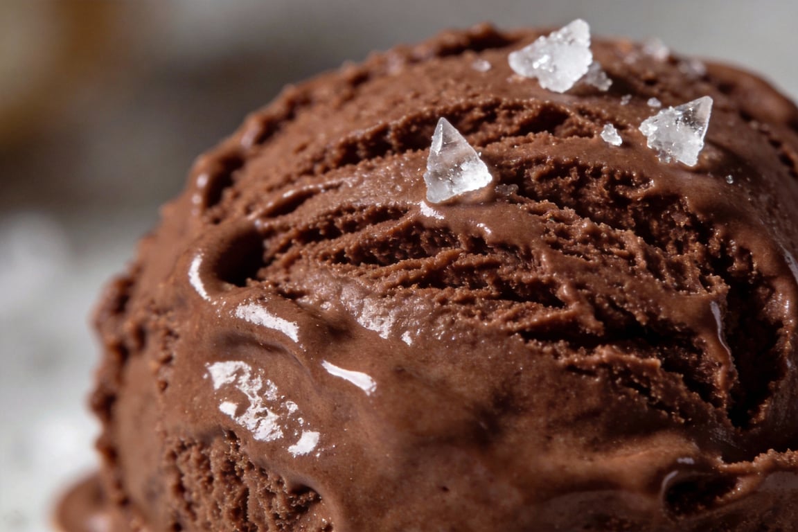 Mixing the artisanal dark chocolate sea salt gelato base