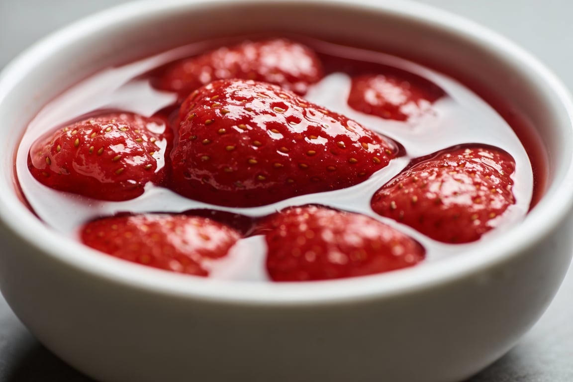 Macerated strawberries for clotted cream ice cream