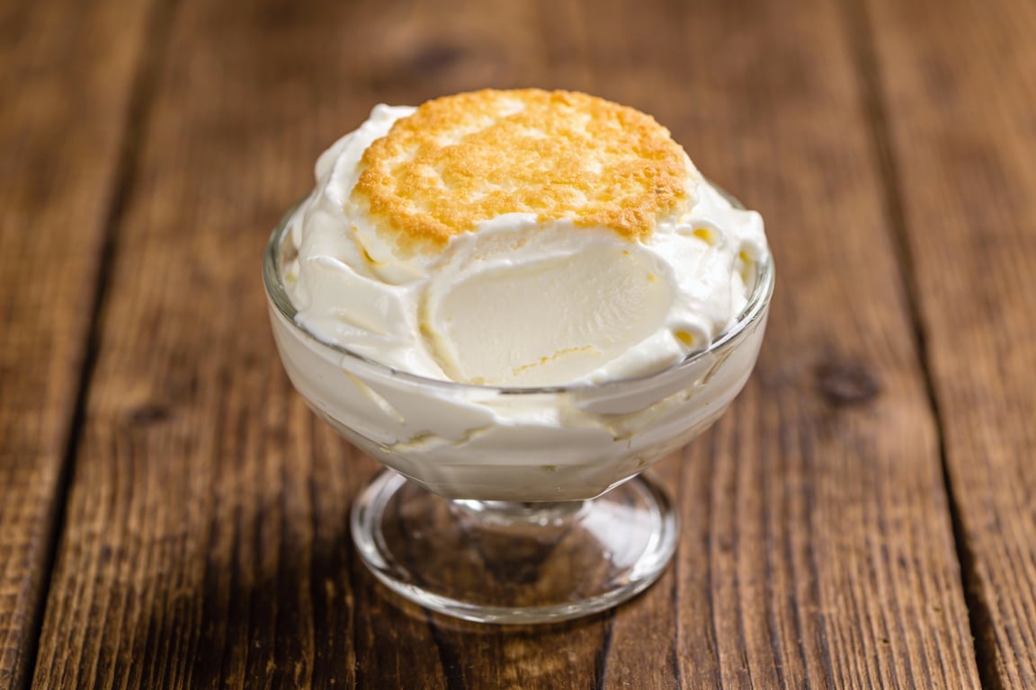 Mixing the base for British strawberry ice cream