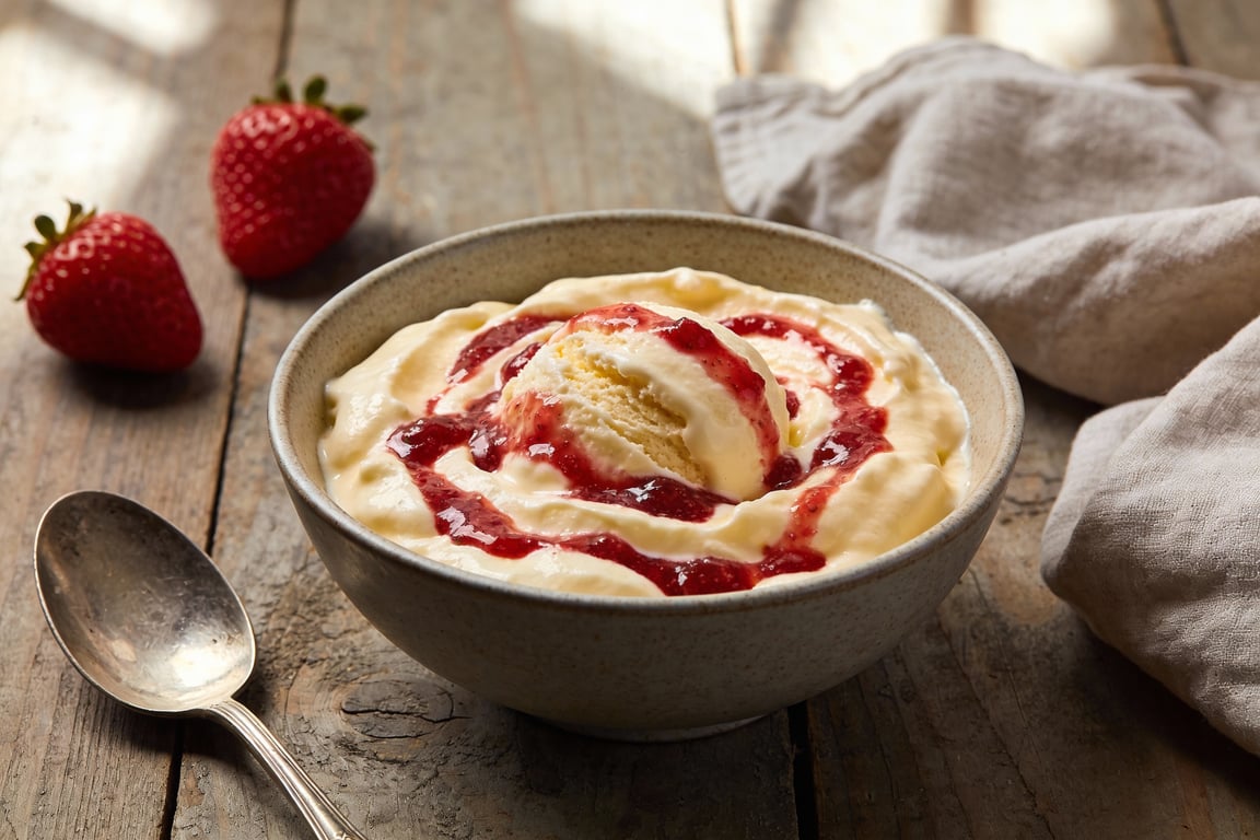 Proper British Clotted Cream & Strawberry Ice Cream Recipe