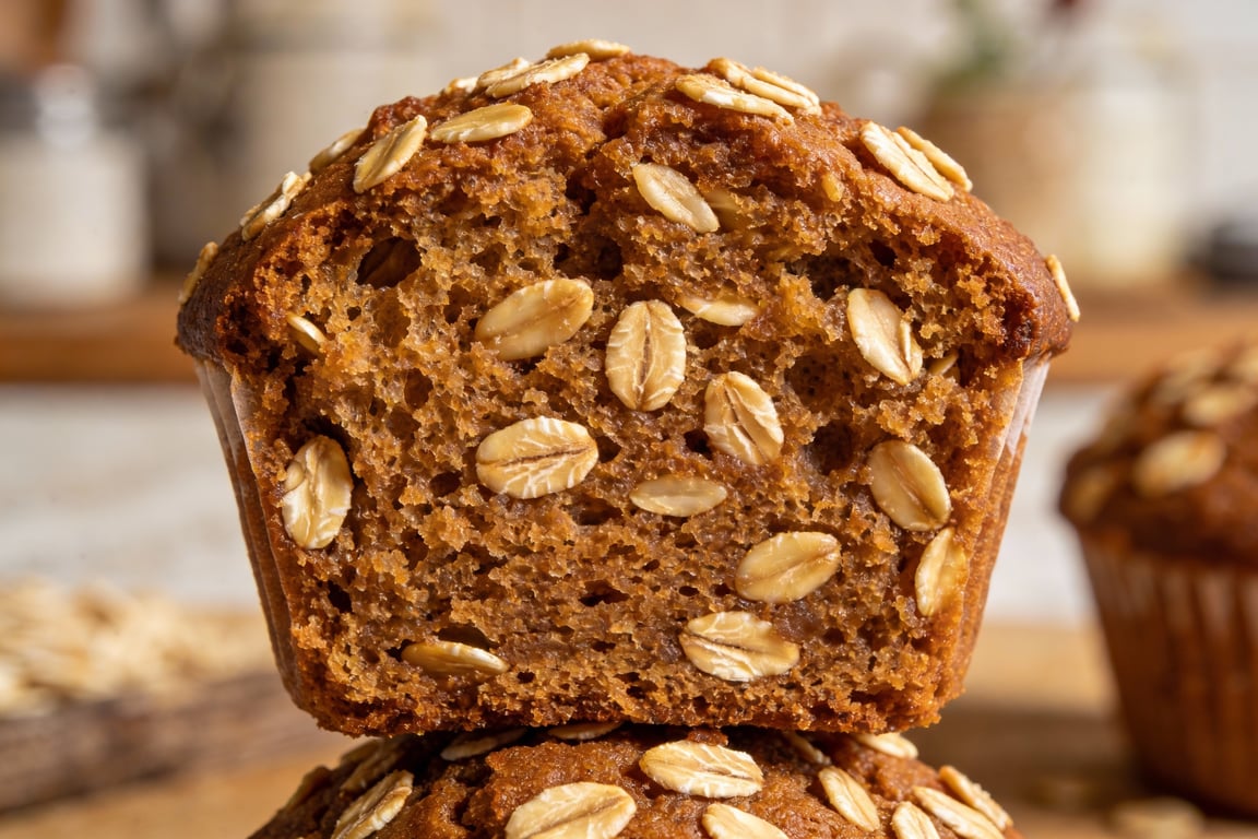 Batter for British Oat and Treacle Muffins with jumbo oats