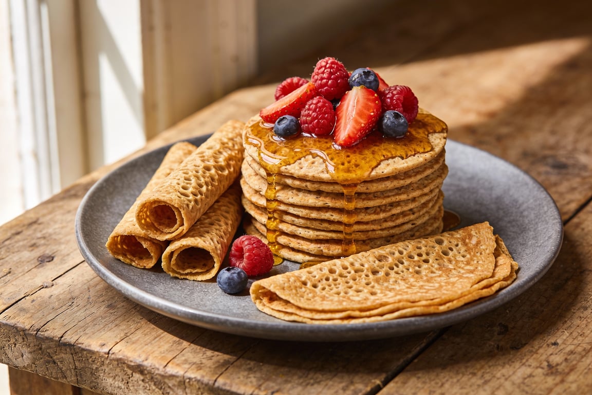 Proper British Oatcakes with Honey & Berries