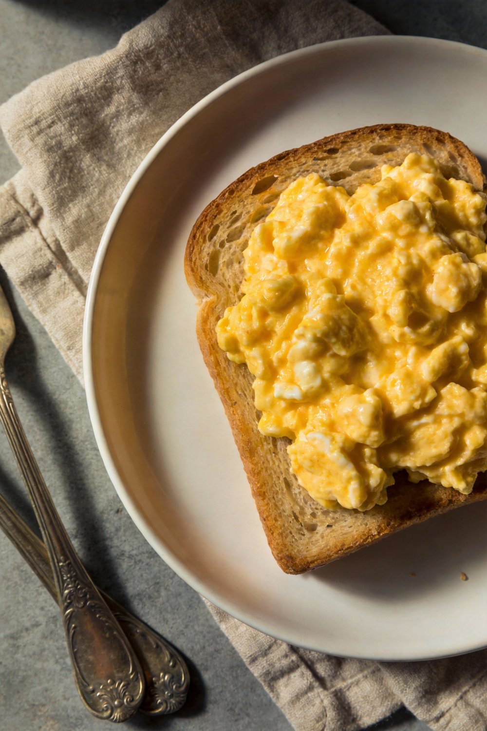 Proper British Scrambled Eggs on Buttered Toast