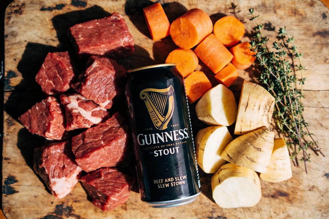 Searing beef for British beef stew crockpot