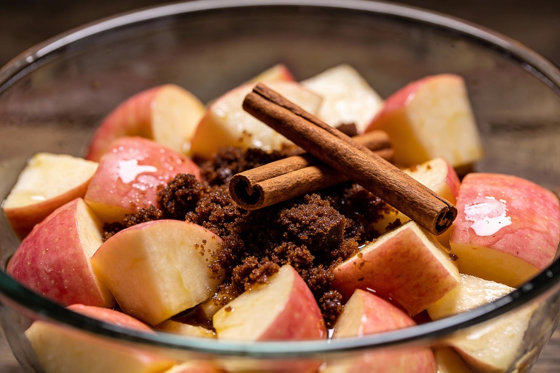 Winter Spiced Sangria ingredients featuring apples and cinnamon sticks