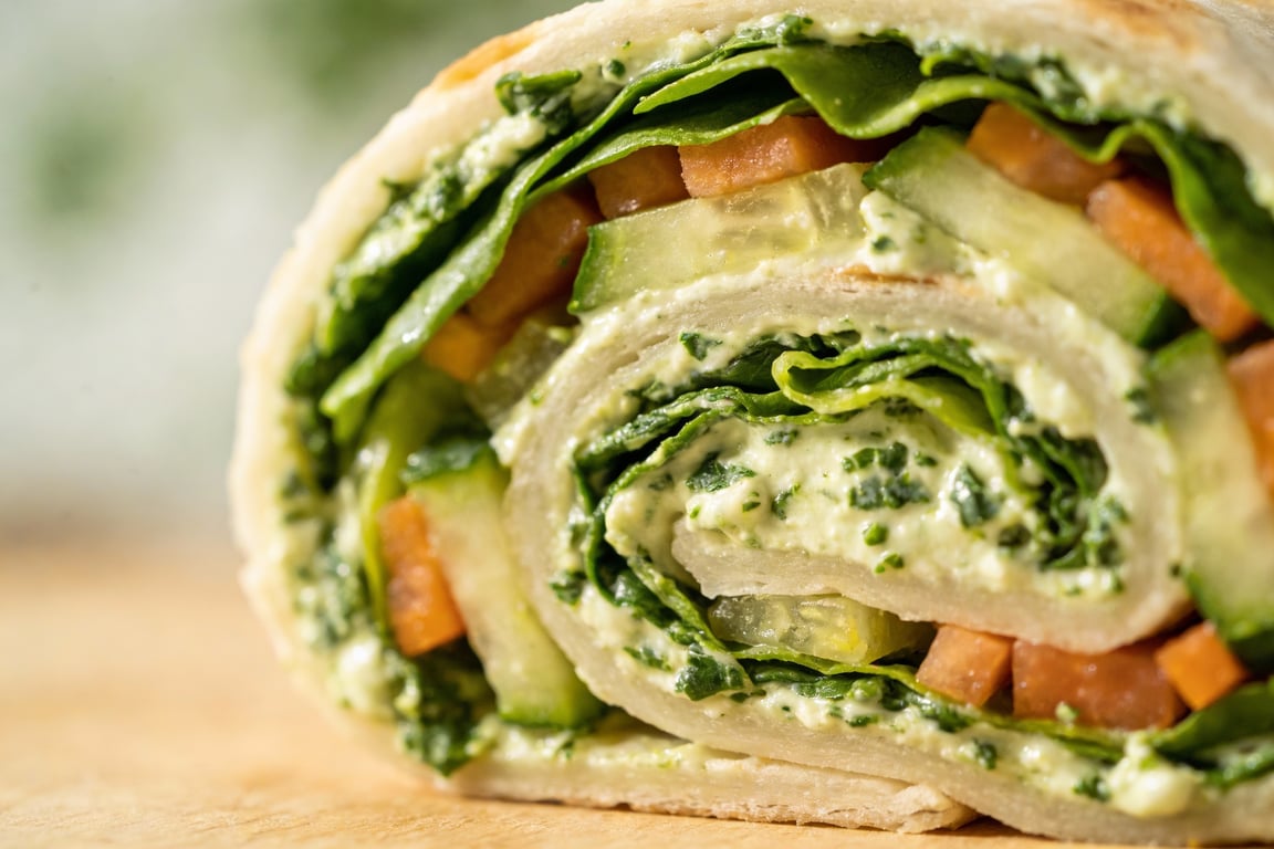 The hidden vegetable recipe for lunch spinach cream cheese spread on a wrap