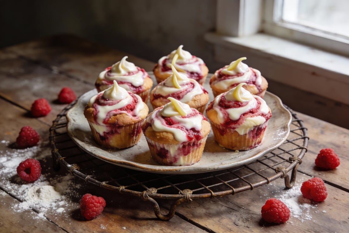 Ultra-Moist Raspberry Cheesecake Swirl Muffins