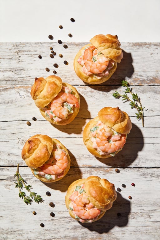 Savory Prawn Cocktail Profiteroles with Gruyère