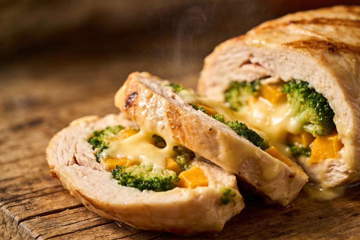 Sheet Pan Broccoli and Cheddar Stuffed Chicken preparation